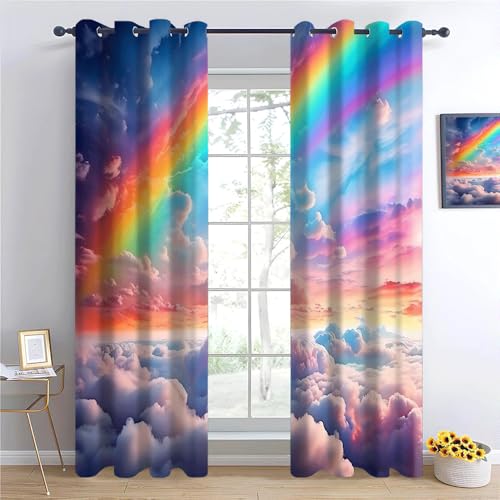 YNIOFU Tende Oscuranti Nuvole di sogno arcobaleno nel cielo Stampa