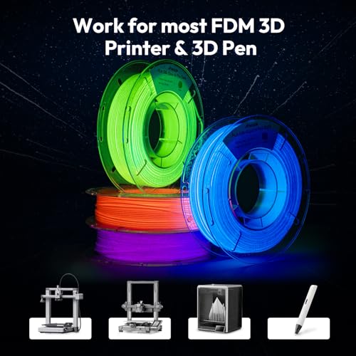 Image of AMOLEN Glow in The Dark Filament Silk Pla, Silk & Glow Blue 2 in 1 Silk Glow Blue& Silk Glow Green, Best with UV Lamps, Dimensional Accuracy + /- 0.02 mm 2KG(4.4lb), Compatible with Most 3D Printers