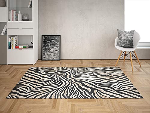 Oedim Alfombra Imitación Piel Cebra para Habitaciones PVC | 95 x 200 cm | Moqueta PVC | Suelo vinílico | Decoración del Hogar | Suelo Sintasol | Suelo de Protección |