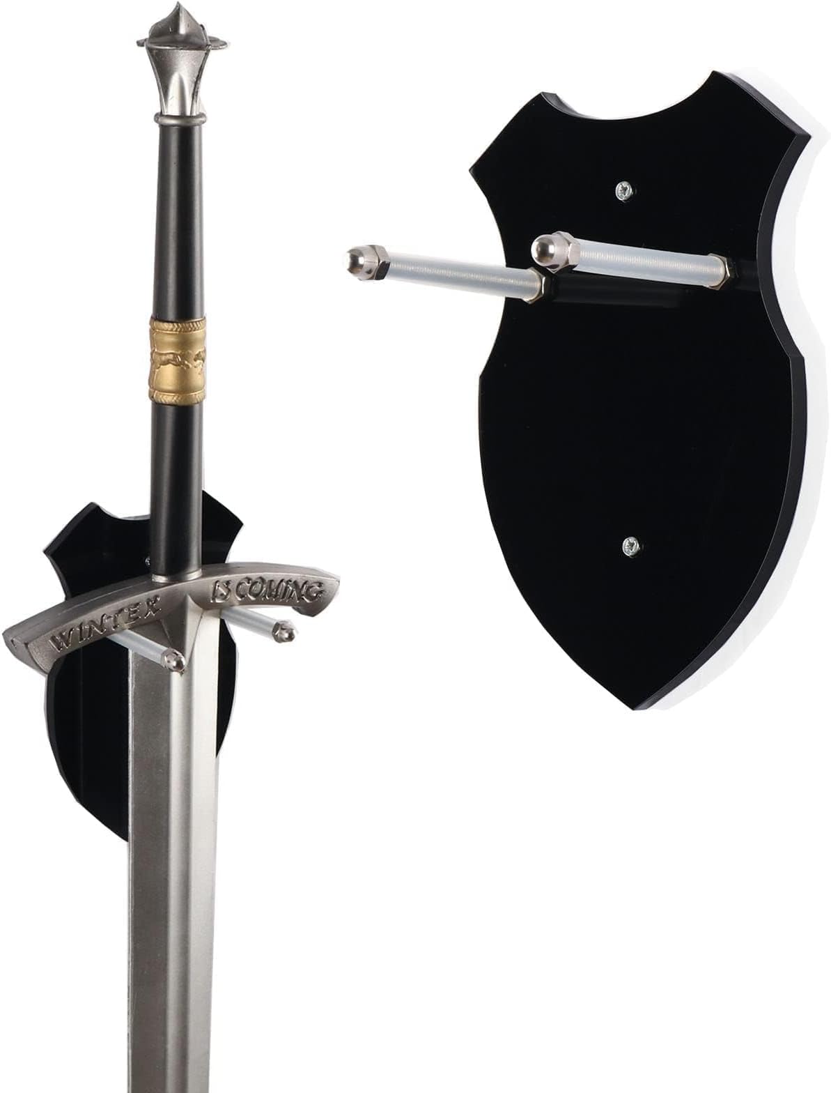 WANLIAN Sword wall mount sword stand wall hook display hanger wall mount for sword dagger axe keyblade no sword-vertical display (Black 1 set)