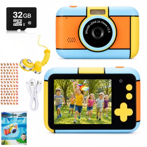 Kids Digital Camera with 32G Card, Gifts for Boys Girls...