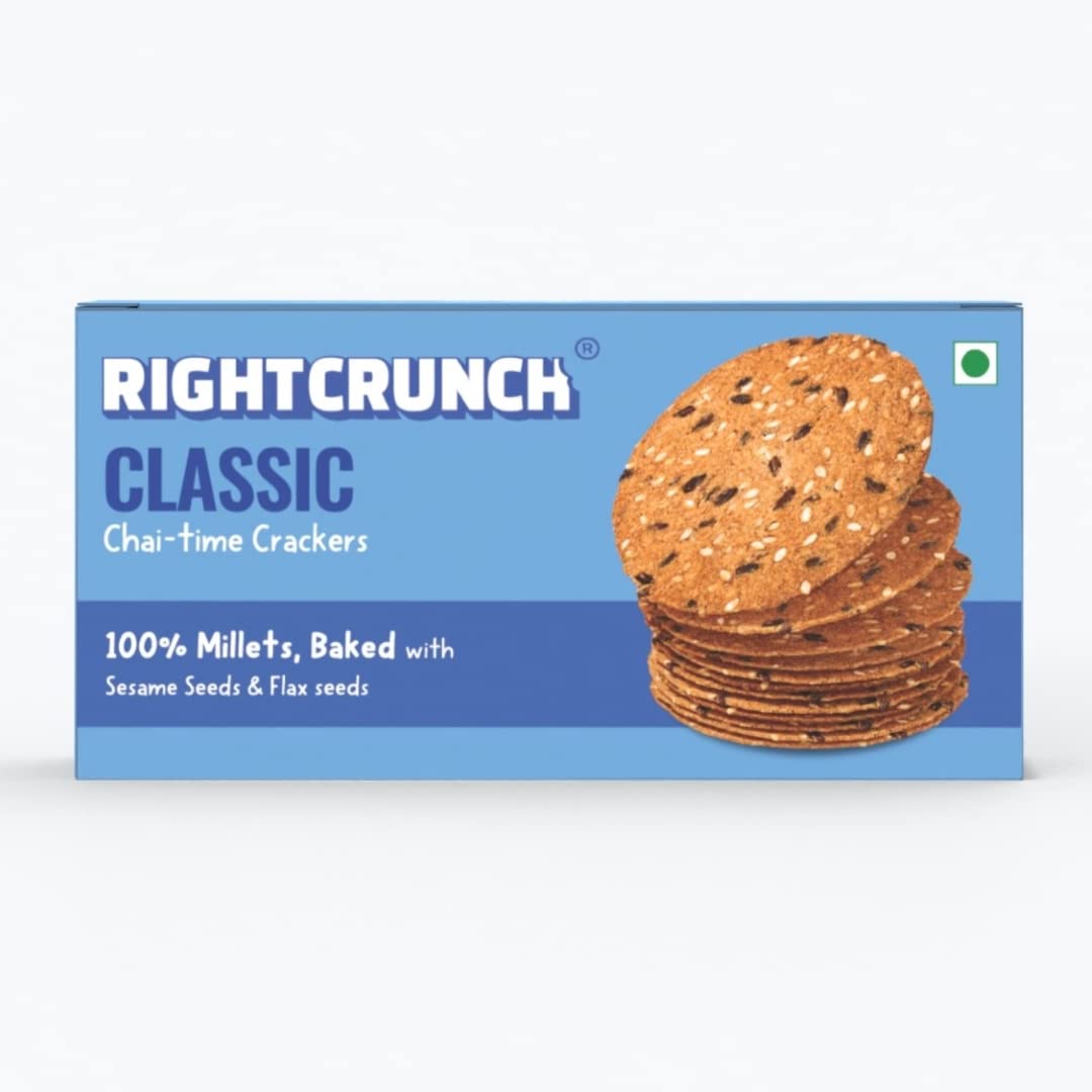 RIGHTCRUNCH Glutenfree Crackers Crunchy Millet Snacks Baked and No