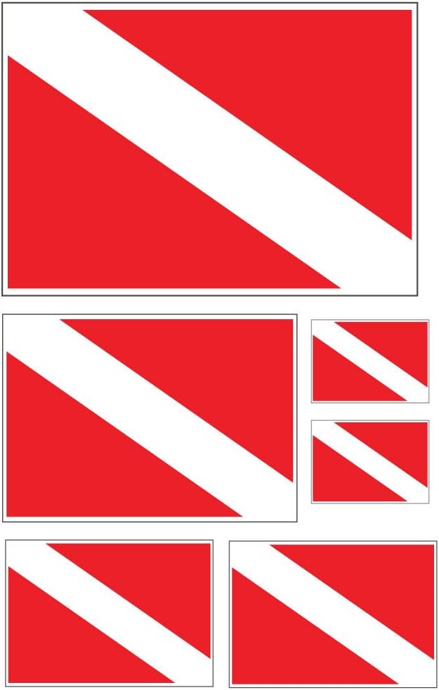 BOLDERGRAPHX 6075 Diver Down 6 Pack Various Sizes Vinyl Decal for Bumpers, Windows, laptops or Any Smooth Surface