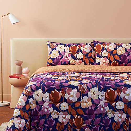 Bassetti - Edredón de invierno de algodón puro Art. Garden Flowers para cama de matrimonio 260 x 260 cm