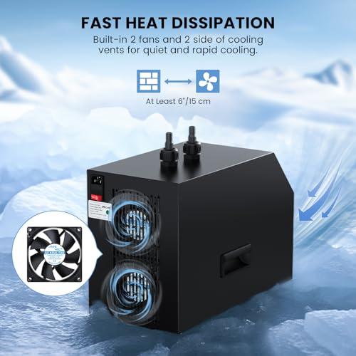 Ecojoy Aquarium Chiller, 42gal 1/10 HP Fish Tank Chiller, Hydroponic Water Chiller with Touch Screen, Chiller with Quiet Refrigeration Compressor for Hydroponics System Axolotl Jellyfish 160L