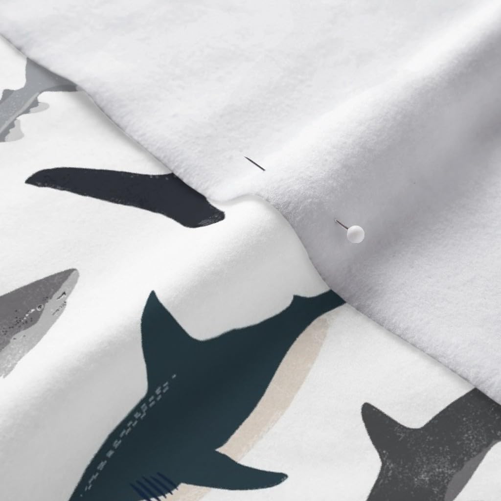 Spoonflower Fabric - Watercolor Sharks Modern Nautical Sea Life Ocean Animals Hammerhead Printed on Polartec(R) Fleece Fabric by The Yard - Sewing Blankets Loungewear and No-Sew Projects