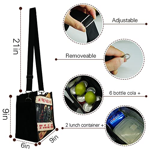 Horror Insulated Lunch Box With Adjustable Shoulder Strap For Kids, Women/Men, Movie Reusable Lunch Bag With Bottle Holder For Office Work Picnic Beach Workout,Keep Food Cold/Warm (Hm-Yellow) #TOP2