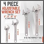 HORUSDY 4-Piece Adjustable Wrench Set, CR-V Steel, Crescent Wrenches Set(6-inch, 8-inch, 10-inch, 12-inch) - Image 2