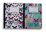 Butterfly Patterned Wide Ruled 100 Sheets Composition Notebooks - (Pack of 2)