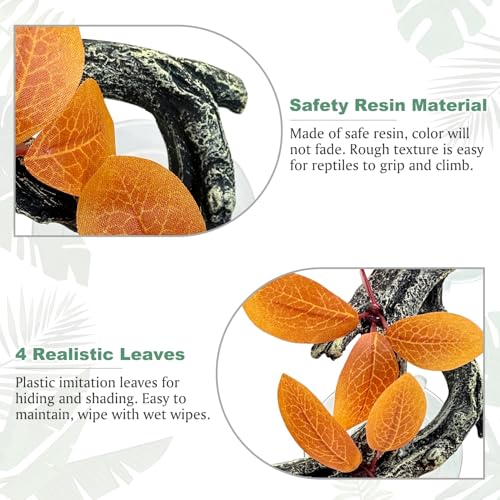 Kathson Snake Climbing Branch, 2 PCS Resin Reptile Branches for Climbing with Suction Cups Reptile Tank Decor Accessories Frog Terrarium Plants for Corn Snake Frog Bearded Dragon Lizard Gecko (Yellow) - Image 4