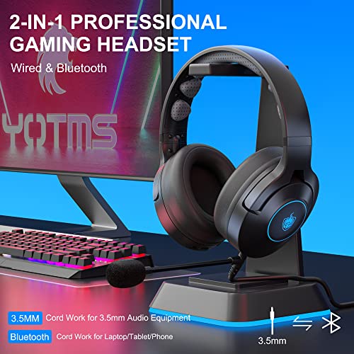 Wireless Pc Gaming Headset For Ps4 Ps5, Nintendo Switch, Xbox One Headset With 7.1 Stereo Sound, Noise Cancelling Mic, Bluetooth Over Ear Headphones Only For Laptop/Phone/Tablet, Up To 40H(Blue) #TOP1