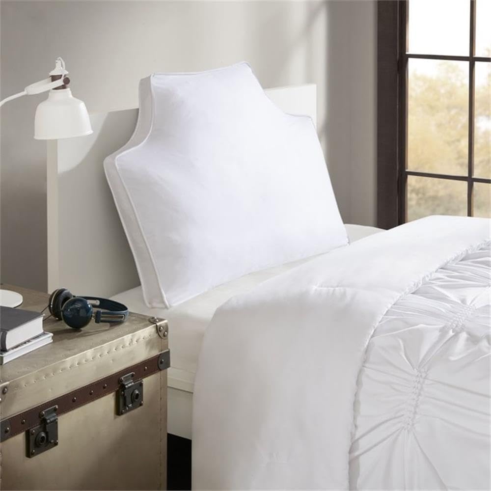 Pemberly Row Oversized Cotton Canvas Headboard Pillow, White Finish, 2" H x 34" W x 26" D, Hidden Zipper Closure, Piping Edge, Bedroom Decor Pillow for Comfortable and Stylish Bed Setup