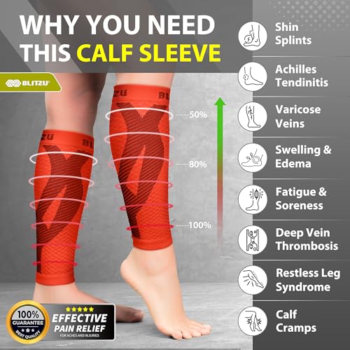 image for BLITZU Calf Compression Sleeve for Women and Men, Shin Splint Sleeves 