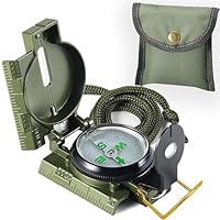 Militär Marschkompass mit Neigungsmesser & Nachtsicht | Wasserdichter Alu-Kompass mit Zielfernrohr, Vergrößerungslinse für Outdoor, Wandern, Bergsteigen, Camping. (G)