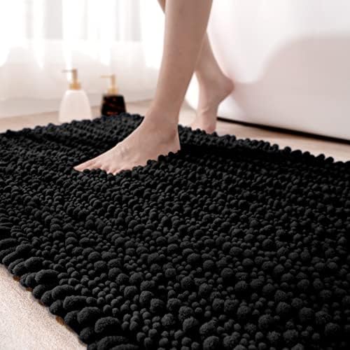 DEXI Non-Slip Bath Mat 40 x 60cm,Chenille Soft Microfibers Bathroom Mat Machine Washable,Water Absorbent Bath Rug Comfortable Floor Mat - Blue