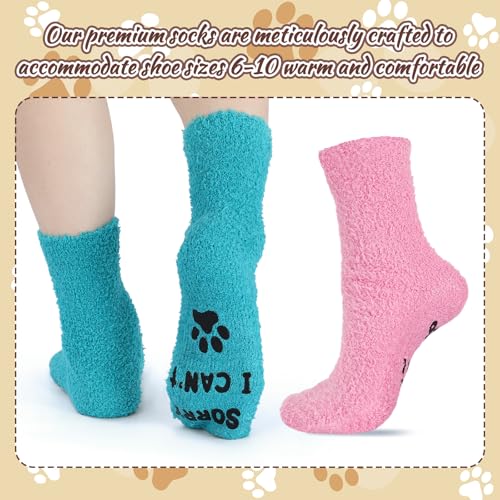 Geyoga 4 Pair Fuzzy Socks Christmas Funny Gifts Socks Stocking Stuffers for Book Dog Bake Lover3