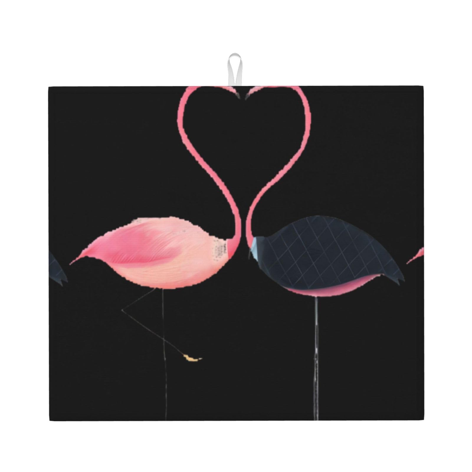 WHJSHOP Watercolor Flamingos Prints Kitchen Drying Mat – Absorbent Dish Throw for Countertops, Quick-Dry Non-Slip Layer with Colorful Prints, Ideal Housewarming Gift