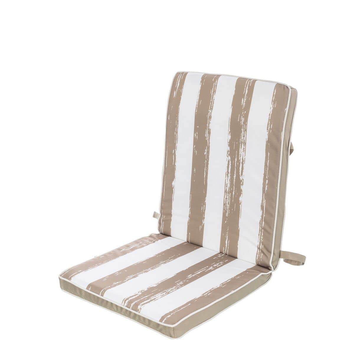 Coussin de chaise rayures beige idéal pour vos repas sur la terrasse