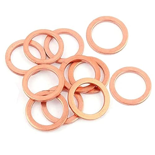 AnRui 12x18x1.5mm Copper Crush Flat Washer Assortment Kit Flat Ring Metric Sealing Washers Gasket Fitting, M12, 30Pcs
