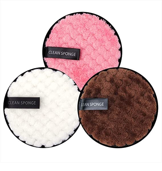 SUNISA Makeup Remover Pads Face Cleansing Puff Make Up Removal Sponge Double Layer Reusable For Home And Salon Use (Multicolor) Pack of 3-picture-45