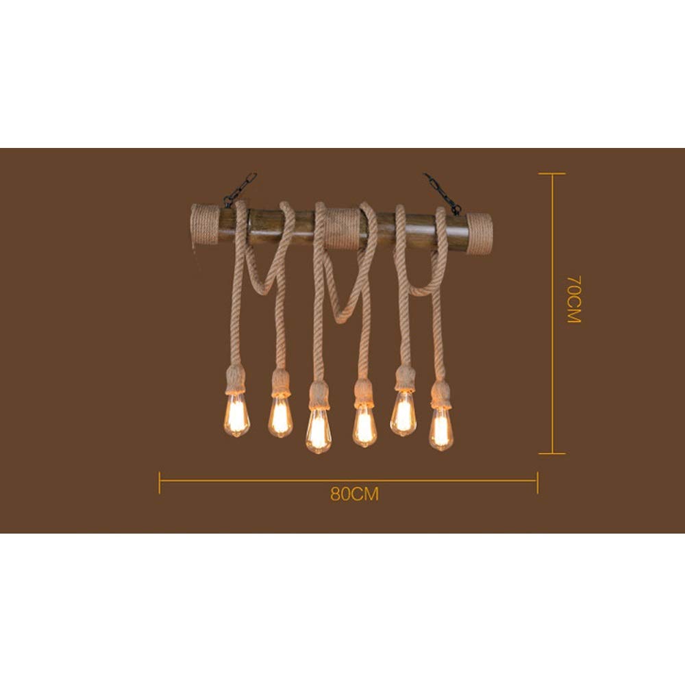 Creative Style American Country Retro Personality Restaurant Bar Bamboo Tube Three Head Rope Chandelier/Theme Restaurant Bar Table Lamp/LED Lamp Type E27 Light Source *3 Home Decoration