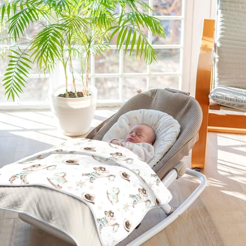 Image of Western Cowboy Baby Swaddle Blanket for Boys and Girls, Muslin Baby Receiving Swaddle Blanket, Soft Cotton Nursery Swaddling Blankets for Newborn Toddler Infant