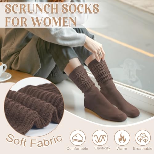 Justay 4 Pairs Slouchy Socks for Women, Cotton Scrunch Winter Warm Thick Long Boot Wool Fall Crew Slouch Socks Gifts4