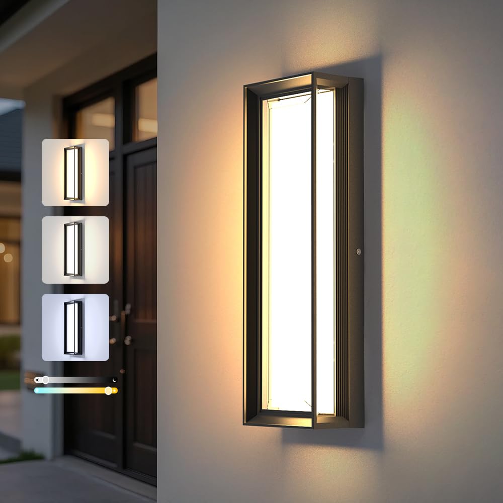 Sytmhoe 40 cm‌ Applique Murale Exterieur Moderne Dimmable 3CCT 30W IP65