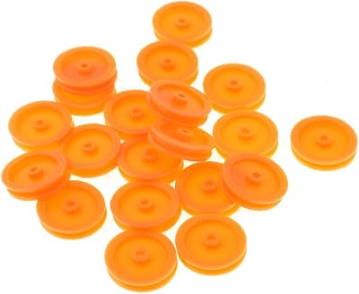 New Lon0167 20 Pcs Orange Plastic 16.8mm Diameter 4mm Thick Grooved Belt Pulley(20 StÃ¼ck Orange Kunststoff 16,8 mm Durchmesser 4 mm dickes, gerilltes Riemenrad