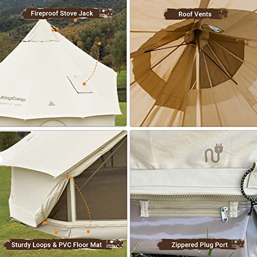 Kingcamp Canvas Bell Tent For Camping, 4 Seasons Canvas Yurt Tent- W/Roof Stove Jack Hole, Luxury Glamping Waterproof And Breathable Tents For Family Camping Outdoor Hunting Party #TOP4