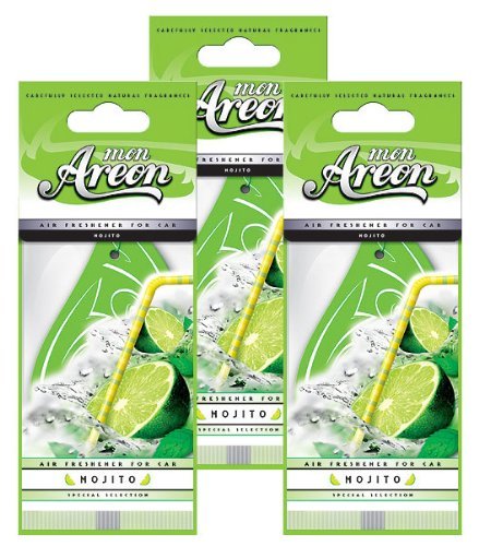 Areon MON Modern Classic Design Hanging Car Air Freshener, Mojito Scent (Pack of 3)