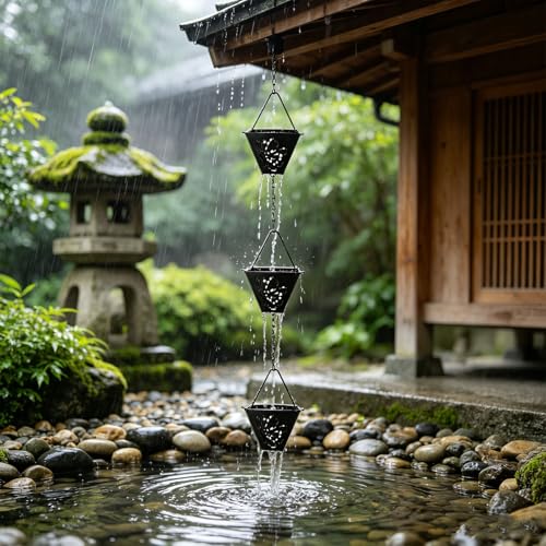 Cadena de lluvia de 8.5 pies con construcción de metal resistente MALSSE 4