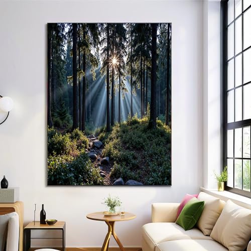 Mural de bosque soleado de 80x120cm: dale vida y luz a tus paredes vacías con lienzo