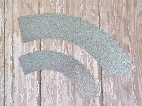Silver Metallic Glitter Cupcake Wrappers Party Dessert Decorations Standard And Mini Holders Set Of 12 #TOP3