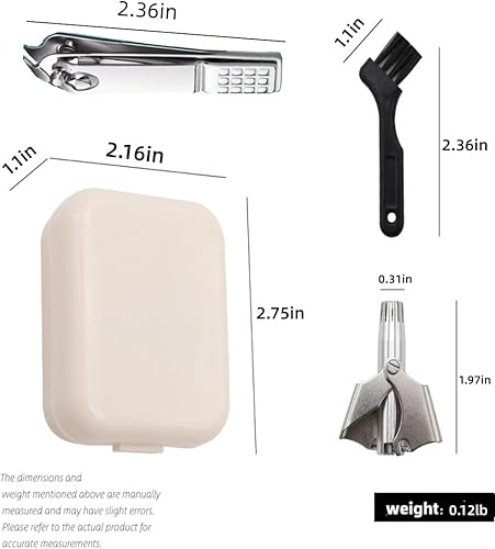 Miniatura 4 de Recortador manual de orejas y nariz para hombres y mujeres, sin batería, impermeable, portátil, con 12 cuchillas afiladas y cortaúñas adicionales