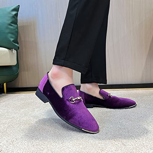 Image of FLQL Men's Luxury Penny Loafer Slip-On Velvet Shoes Party Dancing Shoes Suede Wedding Shoes Plus Size 7-13