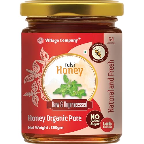 Village Company Organic Tulsi Honey 300GM | Pure, Natural and Raw...