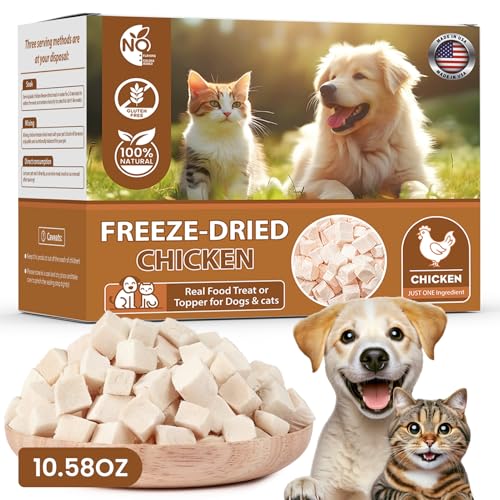 FHZRLP Freeze Dried Chicken Freeze Dried Chicken Dog Treats Natural No Additives Single Ingredient High Protein Suitable for All Ages Cats and Dogs Dehydrated Suitable for Training