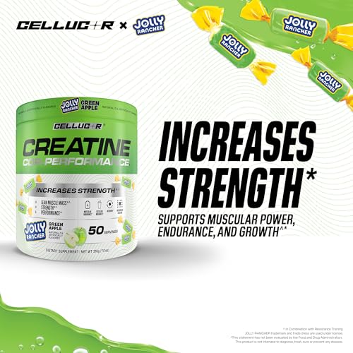 Image of Cellucor Creatine Powder, Jolly Rancher Green Apple - Increases Strength, Lean Muscle Mass & Endurance, Micronized Creatine for Fast Absorption, 5g Creatine per Serving, 50 Servings
