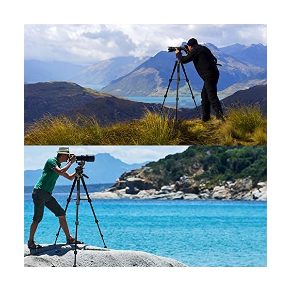 Everesta 144,8 cm (57 Zoll) Stativ für Kamera und Handy Kamera Stativ Ständer mit Schnellwechselplatte kompatibel mit Nikon Canon DSLR iPhone Android Heavy Duty und Stabil mit Tragetasche – Bild 7