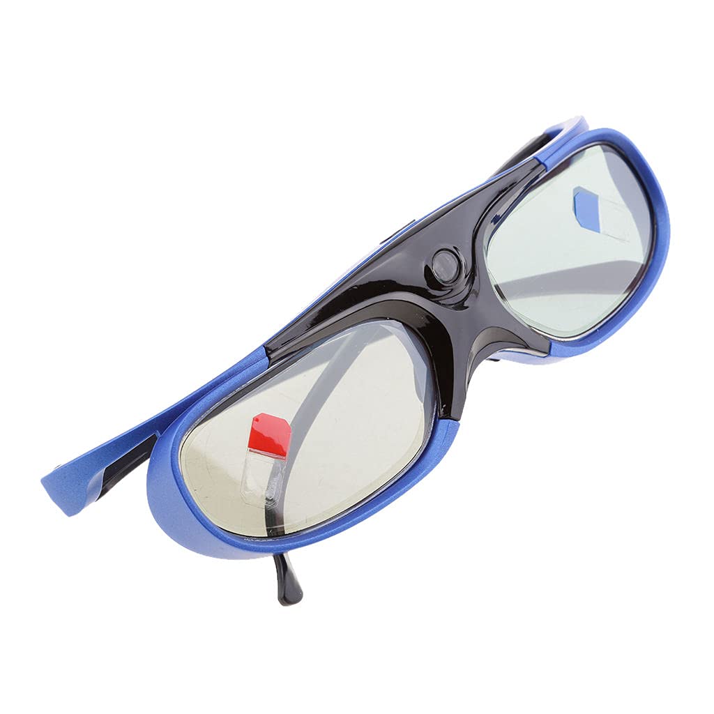 P Prettyia Lunettes 3D pour Projecteurs Dlp-Link Active Shutter - Noir + Bleu