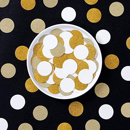 Image of White-Gold Champagne Party Decorations Confetti - 300pcs Wedding Engagement Party Table Scatter,Bachelorette Neutral Baby Bridal Shower Confetti Mothers Fathers Day Decor Lasting Surprise