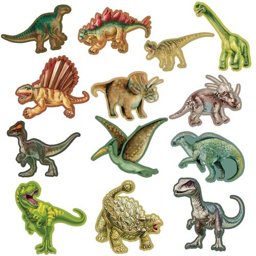 Gersoniel 65 Pcs Jurassic Dinosaur Cutout Classroom Decorations Dinosaur Themed Party Decor T-rex Stegosaurus Pteranodon Dimetrodon Cutout Accent for Classroom Baby Shower Birthday Party Supply