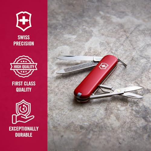 Image of Victorinox Swiss Army Knife - FRESH. STYLISH. COLORFUL SWISS CLASSICS - 7 Function, Multitool with a Pair of Scissors - Red, 58 mm