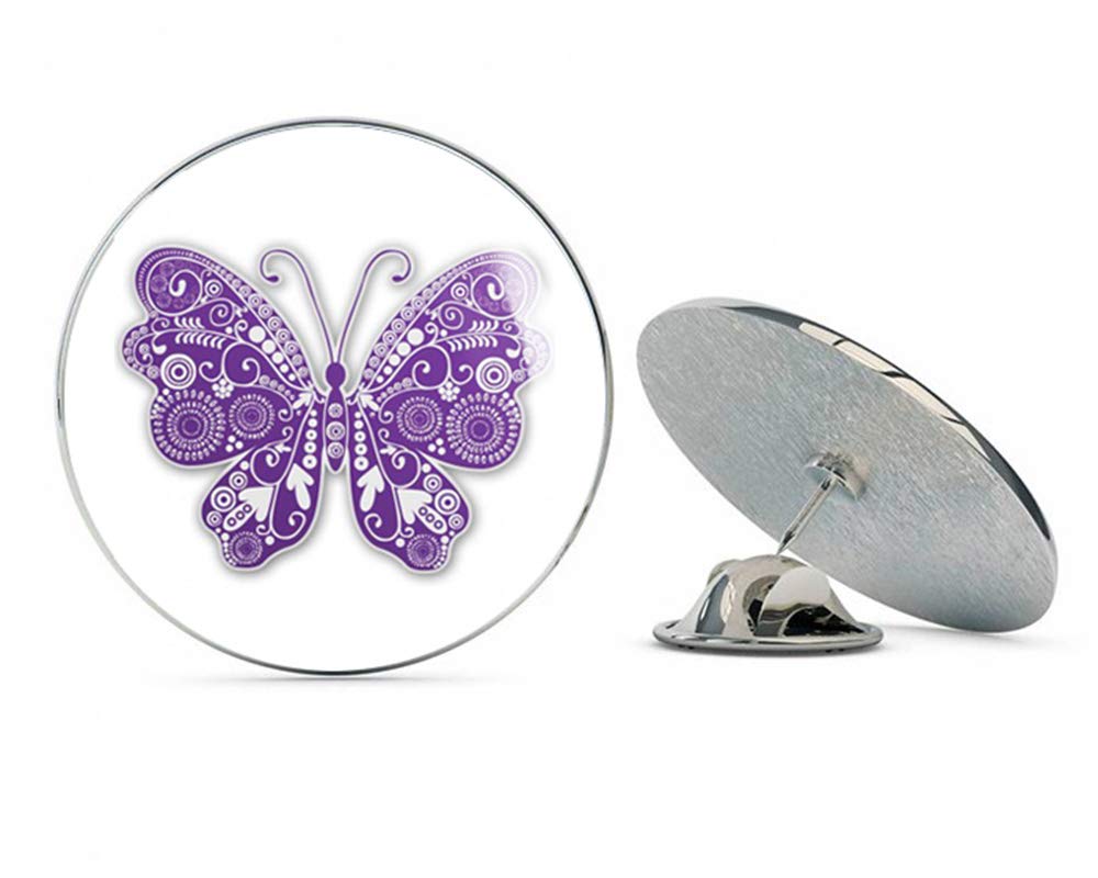 Purple Butterfly Cute Design Round Metal 0.75" Lapel Pin Hat Shirt Pin Tie Tack Pinback