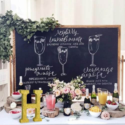 Image of TONIFUL 8 Inch Gold Glitter Letter H Table Centerpiece A-Z Gold Birthday Party Decorations,Gold Alphabet H for Birthday,Chrismas,Graduation,Bridal Shower,Wedding,Anniversary Party Supplies