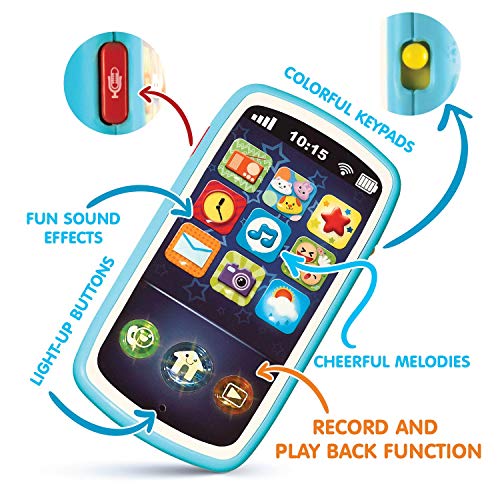 Baby Phone Toy With Record & Playback Features - Musical, Interactive And Educational Cell Phone Toddler Toys With 12 Smart Light Up Buttons - Learning Phones For Kids 6+ Months – Astm Certified #TOP1