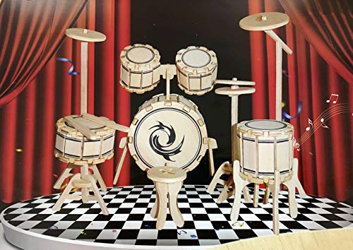 3D Wooden Jazz Drum Puzzle Manual Jigsaw Stereo Simulation Model Children Puzzle Ideal Gifts for Adults and Kids  - Thumbnail 3