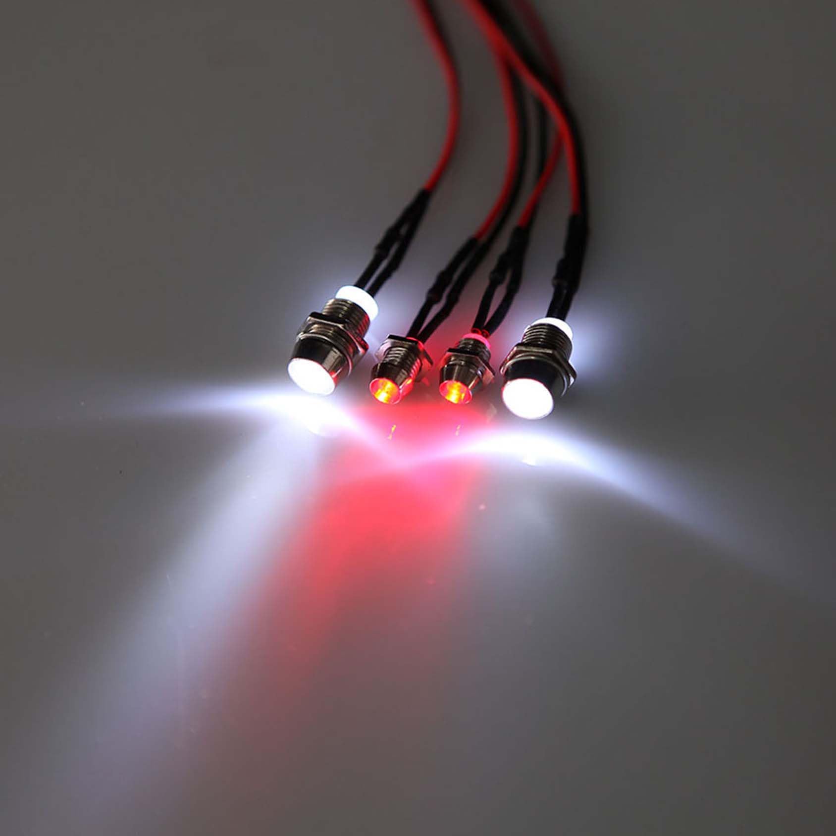 4 LED RC Car Light Kit, White Headlight Red Taillight for 1/12 1/10 1/8 RC Models Car Truck Lighting