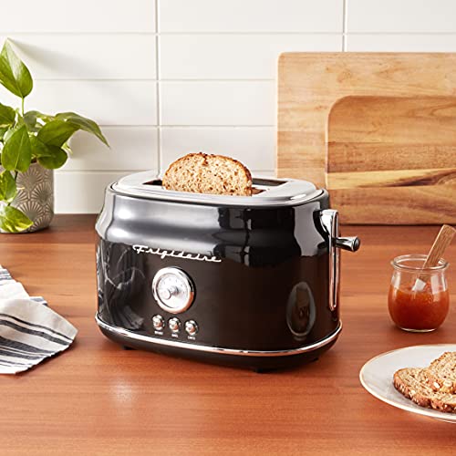 Frigidaire ETO102BLACK Retro Wide 2Slice Toaster Perfect for Bread